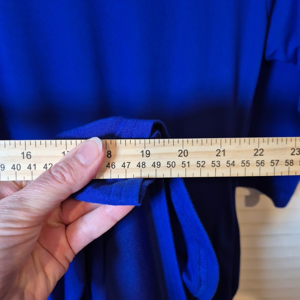 Jacansi Royal Blue Crew Neck 3/4 Sleeve Maxi Dress Pockets Size L Modest Pockets - Picture 8 of 10